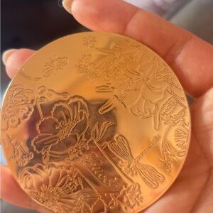 Floral Embossed Gold Compact